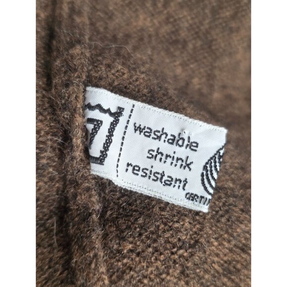 Vintage Scottish Flag Hawick Lambswool V-Neck Sweater Mens Sz S/M Brown 70s/80s - Picture 5 of 8